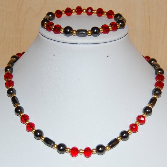 2 Pcs,Necklace,Bracelet,Magnetic Necklace,Magnetic Bracelet,Glass,Magnetic Beads - Picture 1 of 4